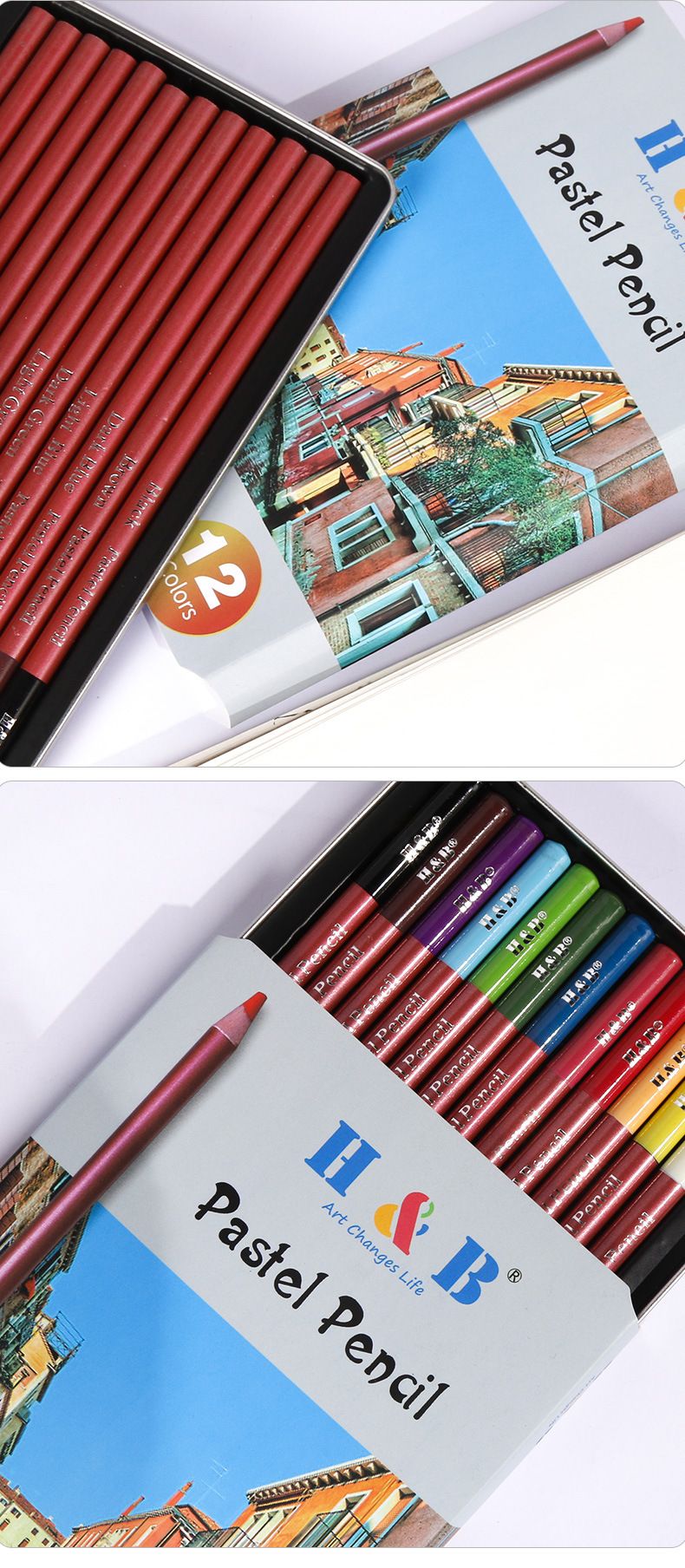 12-Color Charcoal Pencil Set In Metal Tin - Premium Sketching & Drawing Art Supplies For Artists & Beginners_voghion.com
