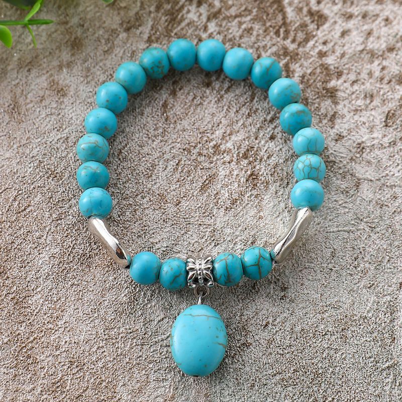 New Hand Decor Eucommia Turquoise Elastic Rope Bracelet_voghion.com