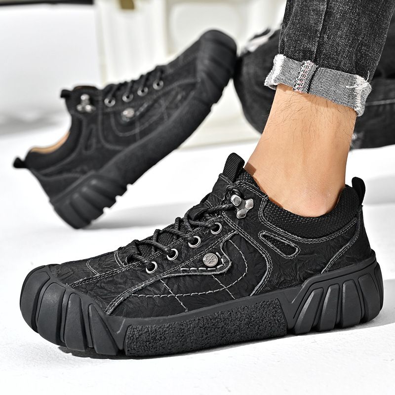 Spring and summer 2023 outdoor men's casual genuine cowhide thick soled business dad leather shoes, hiking shoes_voghion.com