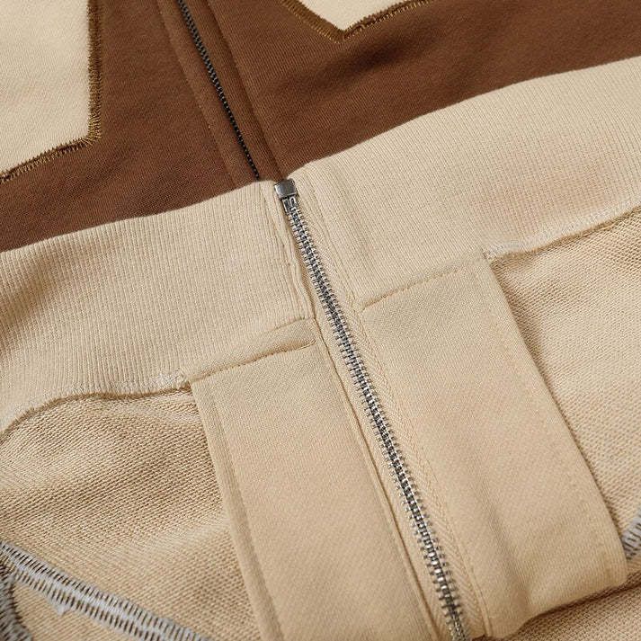 Street übergroßer, locker sitzender Damen-Pullover mit fünfeckigem Stern-Patch, bestickt, bedruckt, Kapuzenpullover, Persönlichkeit, Reißverschluss, Pullover für Herren_voghion.com