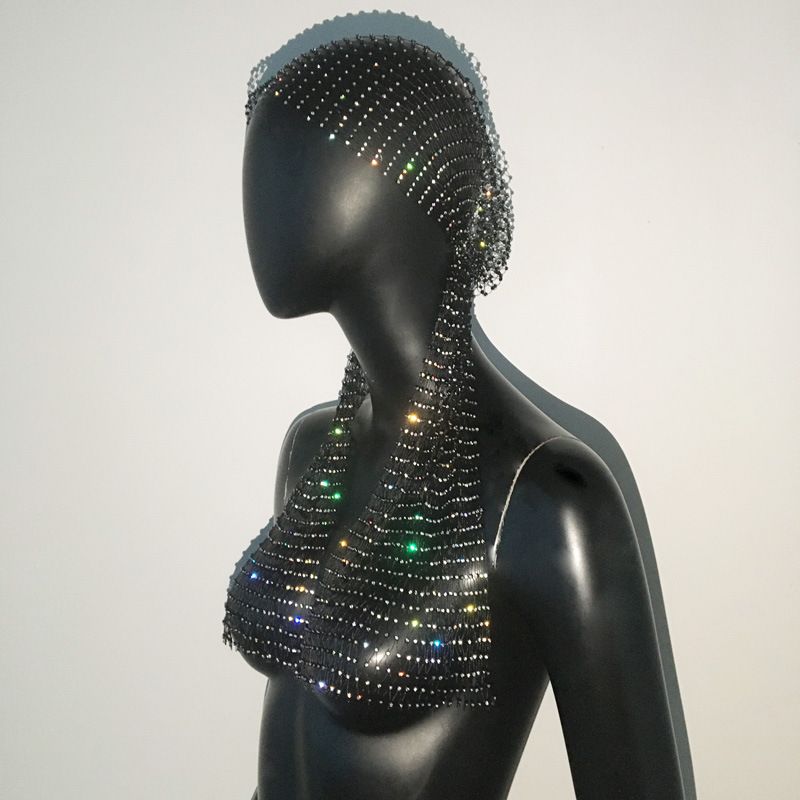 Elastischer Strass Fischernetz Hut Persönlichkeit Fischernetz Kopftuch Mode Flash Diamant Hut lang_voghion.com