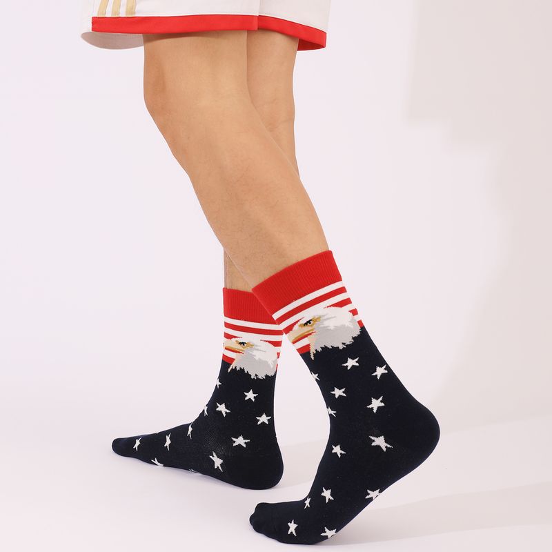 Explosive feuchtigkeitsableitende Baumwoll-Streifensocken in Übergröße für Damen und mittellange Socken für Herren_voghion.com