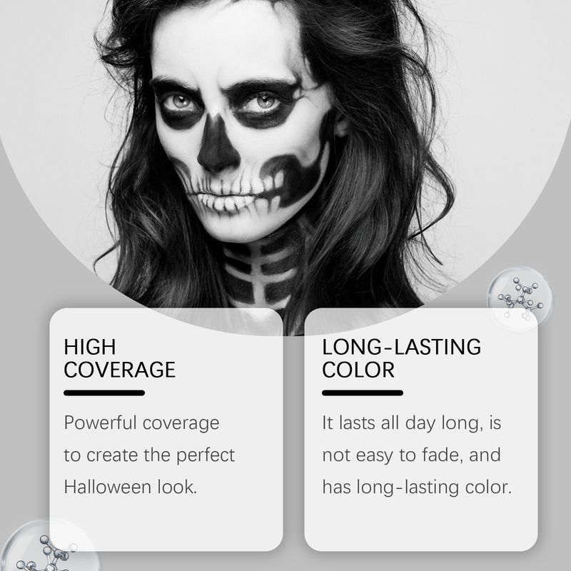 Eelhope Halloween black and white foundation paint cream easily covers skin color clown makeup effect foundation paint cream_voghion.com