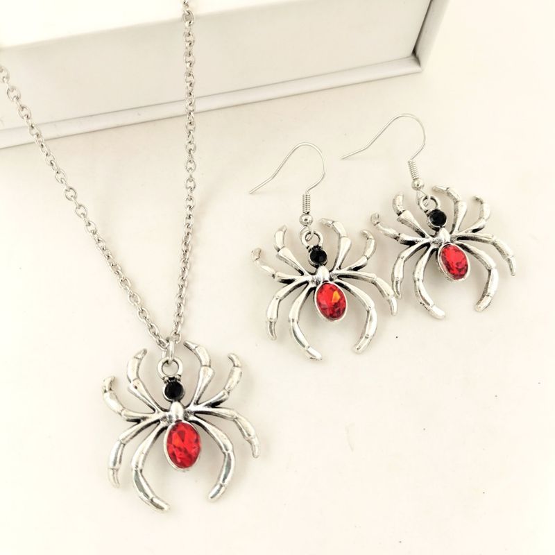 Collana con ragno in stile retrò dark cross-border, stile gotico, ciondolo in lega di diamanti, collana all'ingrosso per ragazze di Halloween_voghion.com