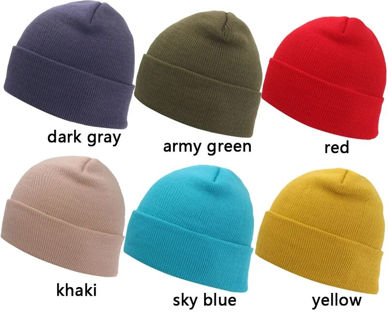 Solido lavorato a maglia per cappelli Skullies Cappello da donna autunno Beanie Gorro Warm Skull Hood Cappello invernale da uomo_voghion.com