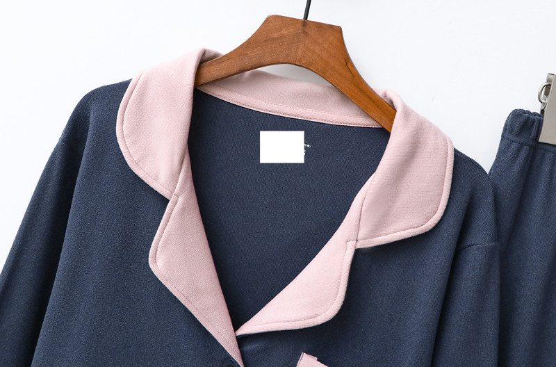 Roupas femininas Cartão térmico dupla face lixado outono e inverno pijamas femininos cor combinando lapela grosso quente elástico roupas de casa terno_voghion.com