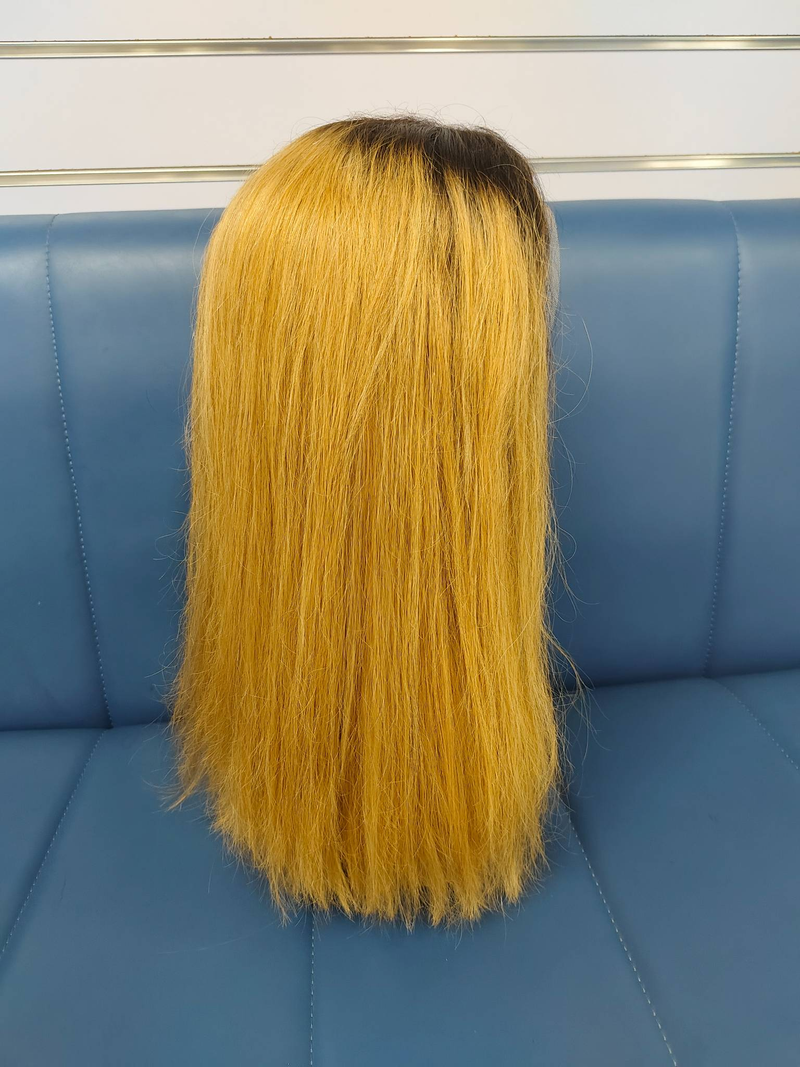 Heiße Verkäufe 1b/30 Braune Farbe 13x4 Lace Frontal Bob Perücke Glatt Ombre Braun Menschliches Haar 18in 200% DensityWigs_voghion.com