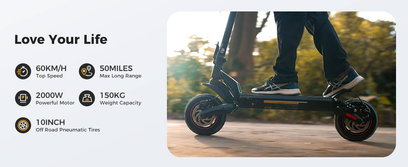 iScooter iX7 Pro Elektrisk Scooter 10'', 2*1000W 48V17.5Ah App Control, Dual Suspensions_voghion.com
