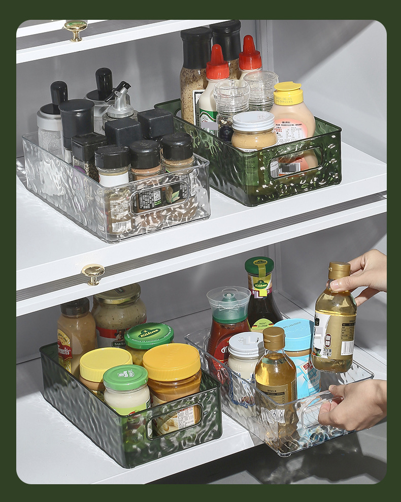 Light Luxury Transparent Glacier Pattern Storage Box Household Rectangular Plastic Box Desktop Cosmetics Living Room Storage Box_voghion.com