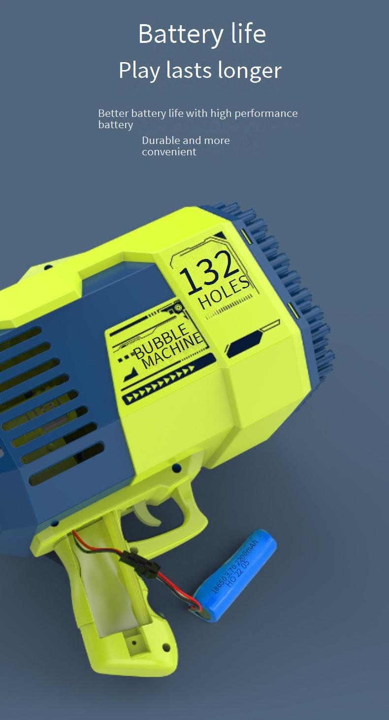 132 skylių burbulų aparatas – „Gatling“ stiliaus elektrinis burbulų pūtiklis vaikams (virusinis žaislas)_voghion.com