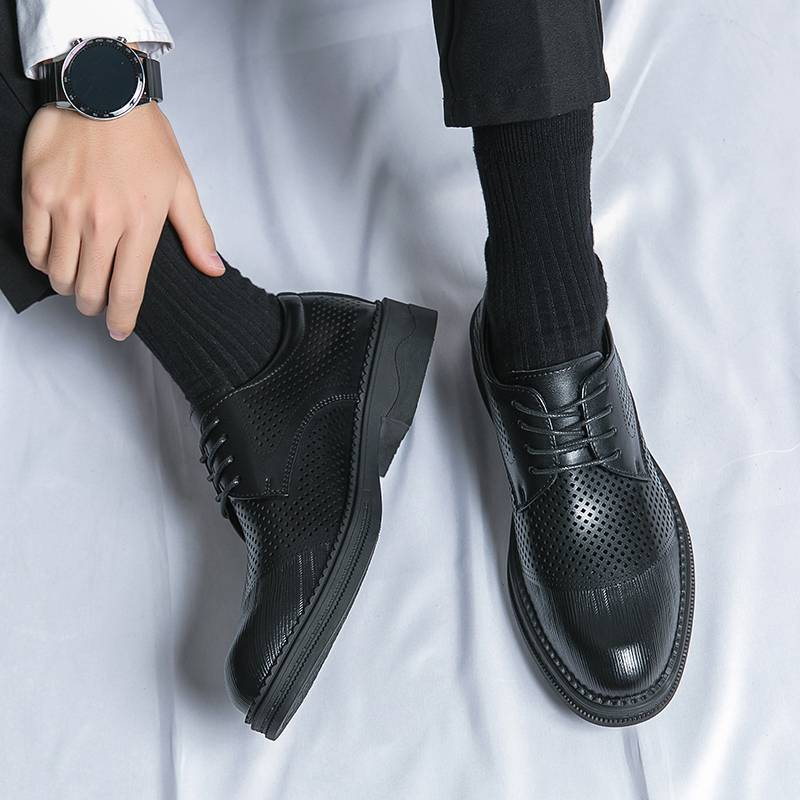Leather Shoes Men Formal Fashionable Men'S Banquet Business Pointed Toe Low Top Leather Casual Soft Men'S Winter Cotton Shoes_voghion.com