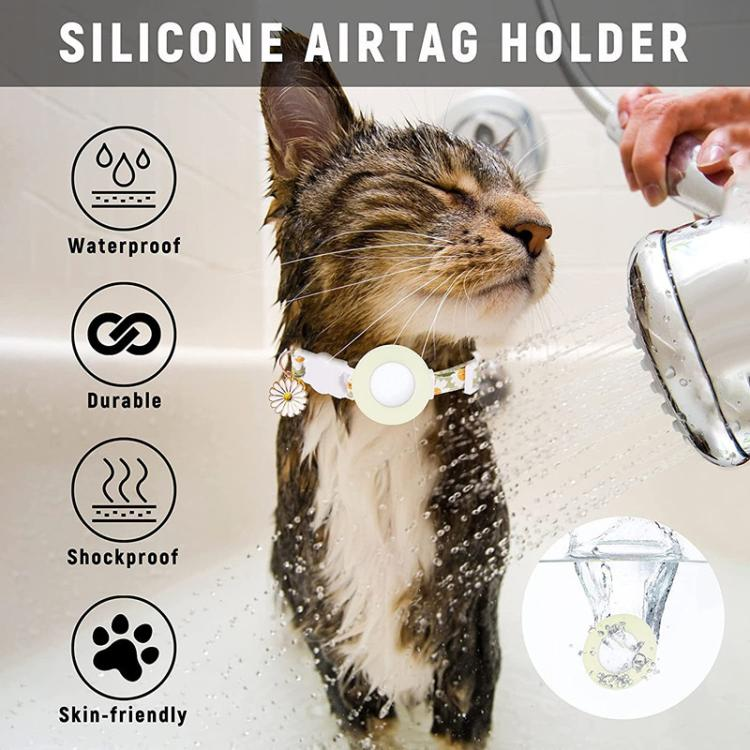 For AirTag Tracker Silicone Cover Small Daisy Pet Collar Dog Collar_voghion.com