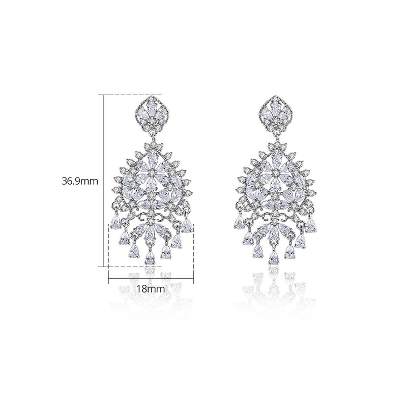 Women's Jewelry Elegant Long Drop Earrings With Zircon Stones For Evening Parties, Geometric Design, Dangle Earrings For Women_voghion.com