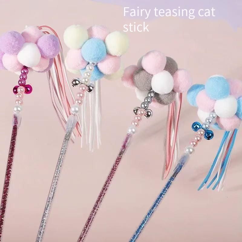 Bastone per gatti Internet Celebrity Cat Teaser Toy Hairball Fairy Cat Teaser Stick Resistente ai morsi Durevole Palo lungo Giocattolo per gatti fatto a mano_voghion.com
