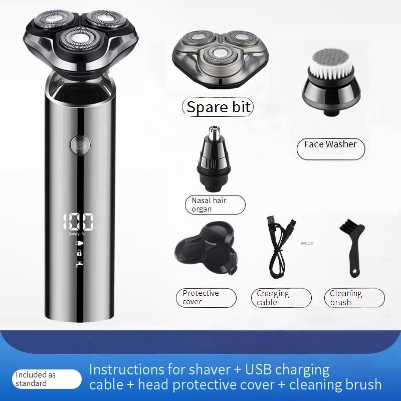 Multi-Grooming Electric Shaver For Men – 3D Floating Heads, 80-Min Runtime, USB Charging, Waterproof & All-in-One Kit (LED Display)_voghion.com