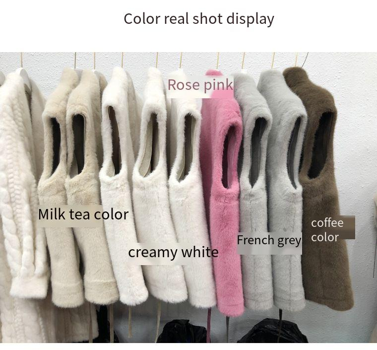 Kunstpelzweste für Damen, Wintermode, umweltfreundliche Weste mit Fleecefutter und Gürteldesign – mehrere Farben (Beige, Weiß, Rosa, Braun, Schwarz, Grün)_voghion.com