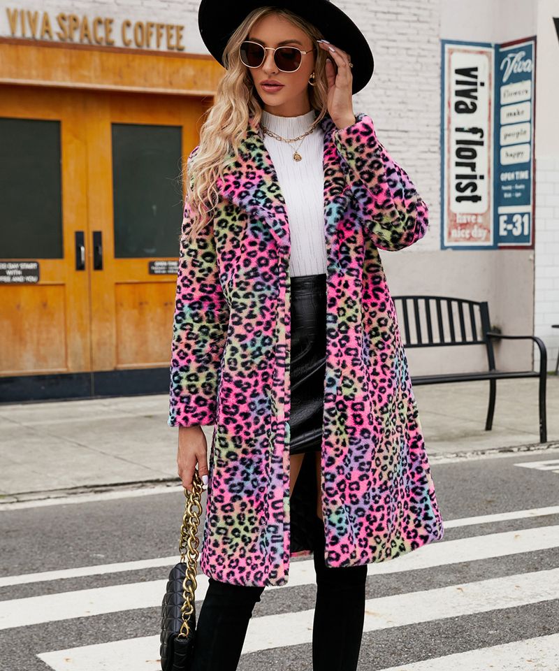 Elegant Faux Fur Coat Women's Long Winter Jacket Fashionable Leopard Print Outerwear For Office & Casual Wear_voghion.com