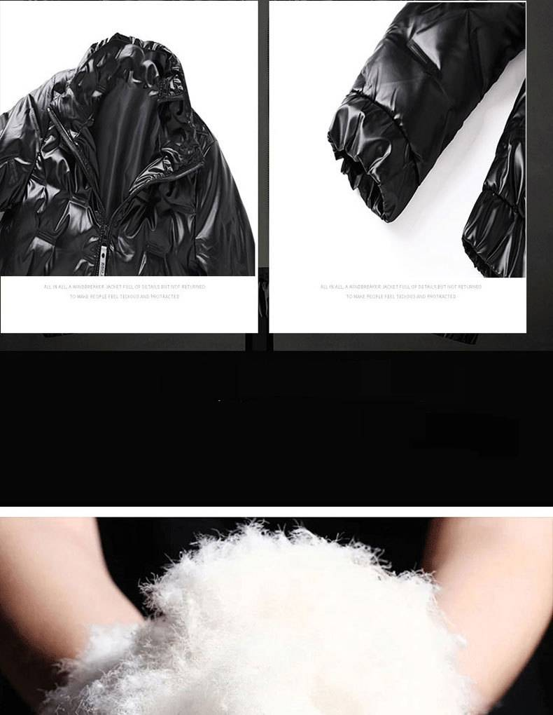 Men's Slim Fit Down Jacket - Lightweight Duck Feather Filled Coat With Stand Collar, Water-Resistant Polyester Shell For Urban Winter_voghion.com