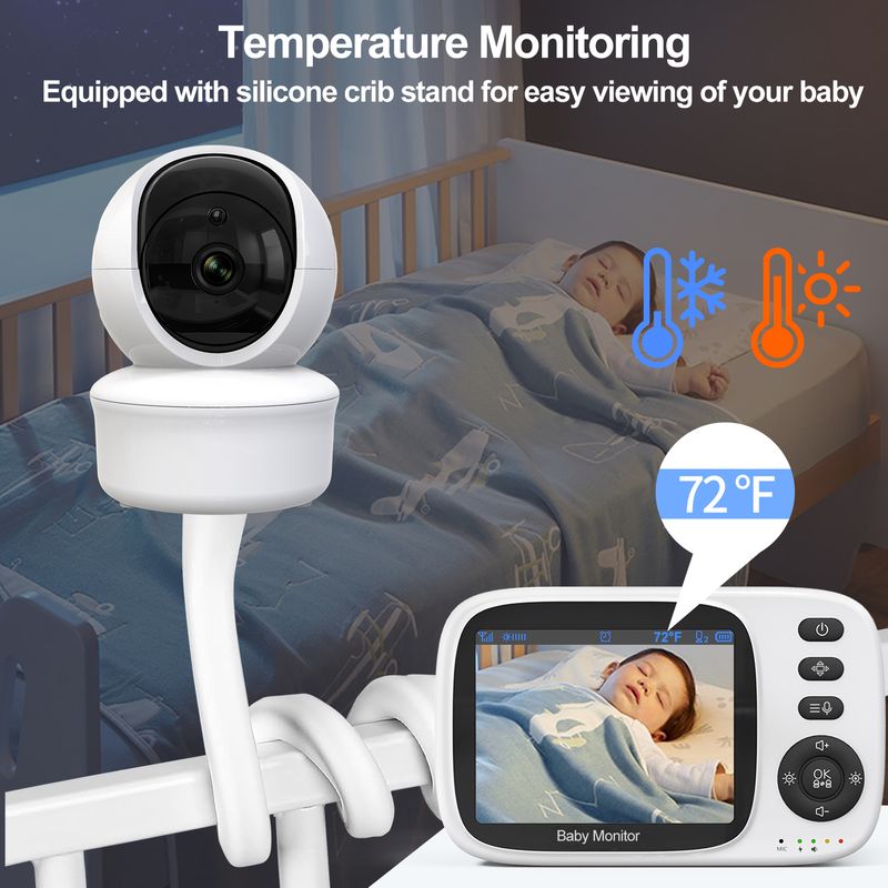Wireless Video Baby Monitor Baby Care Monitor With Lullabies Auto Night Vision Two Way Intercom Temperature Monitoring Ba_voghion.com