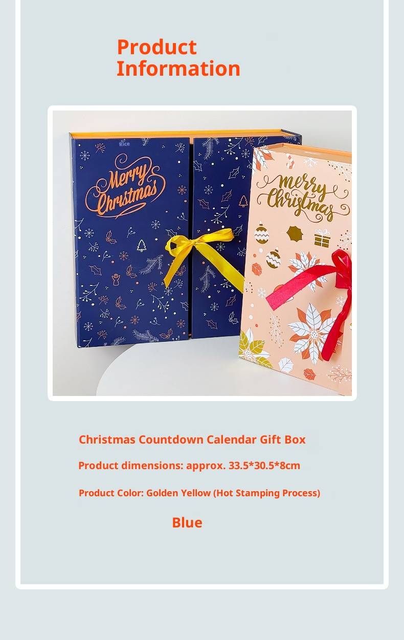 Christmas Advent Calendar Surprise Gift Box – Foldable Countdown Box (Gold Foil, 33.5x30.5x8cm, DIY Label-Ready)_voghion.com