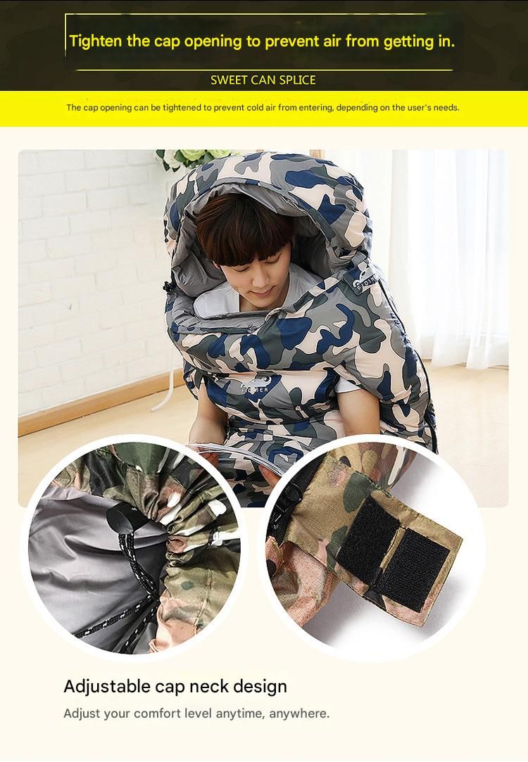 Upgrade Down Sleeping Bag - Sacco a pelo mimetico ultraleggero per esterni con accesso manuale e design collegabile per 4 stagioni_voghion.com