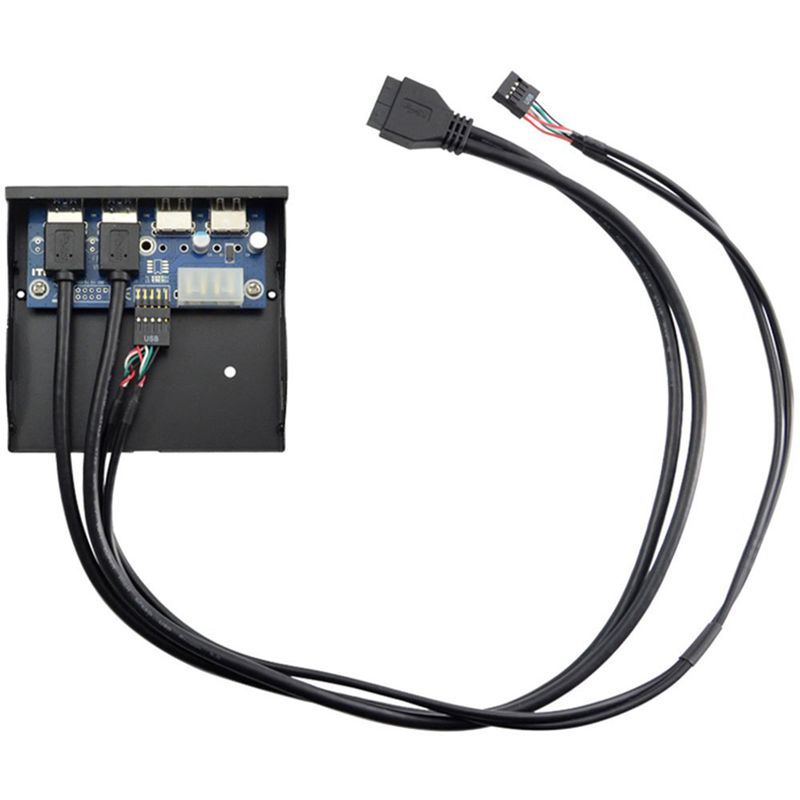 3.5inch USB 3.0 2.0 19/9PIN Floppy Drive Bay 4-Hub Front Panel for Desktop PC_voghion.com