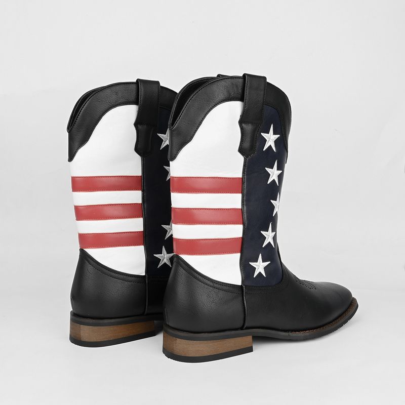 Glide Personalized Fashion Design Five-Pointed Star Slip-On Men's Western Cowboy Boots_voghion.com