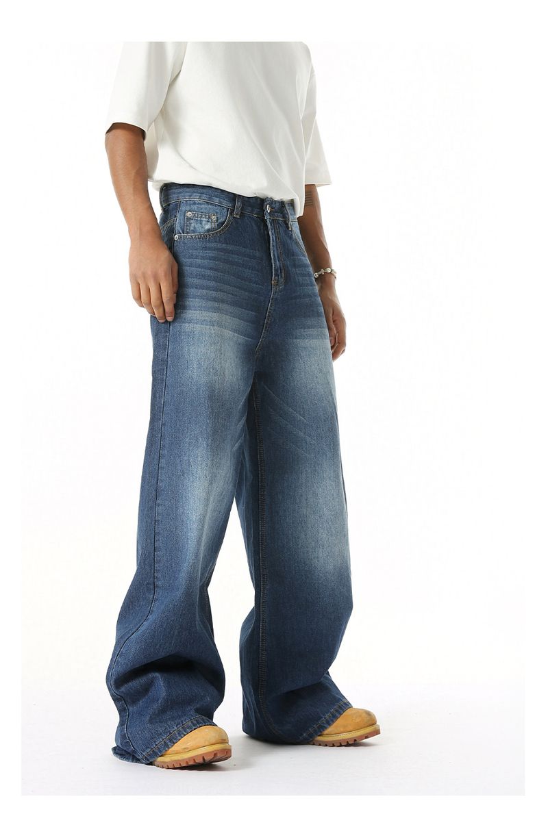 EF JEANS | 2025 Spring New Hong Kong Style Fashion Old Retro Casual Versatile Drape Floor Mopping Jeans_voghion.com
