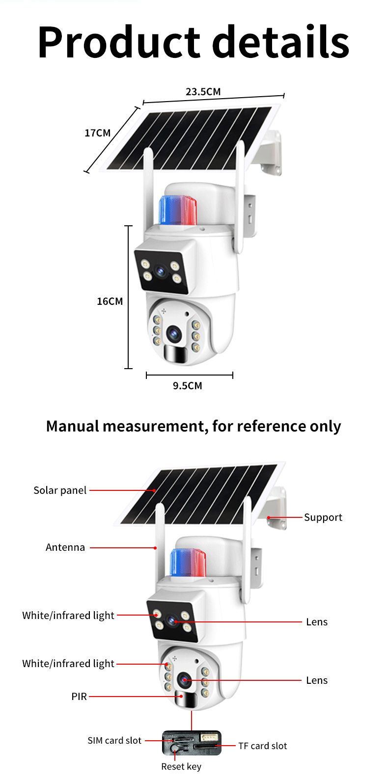 Cámara de seguridad solar: 8 MP, doble lente, a todo color, para exteriores, con intercomunicador de voz inteligente y visión nocturna ultra HD._voghion.com