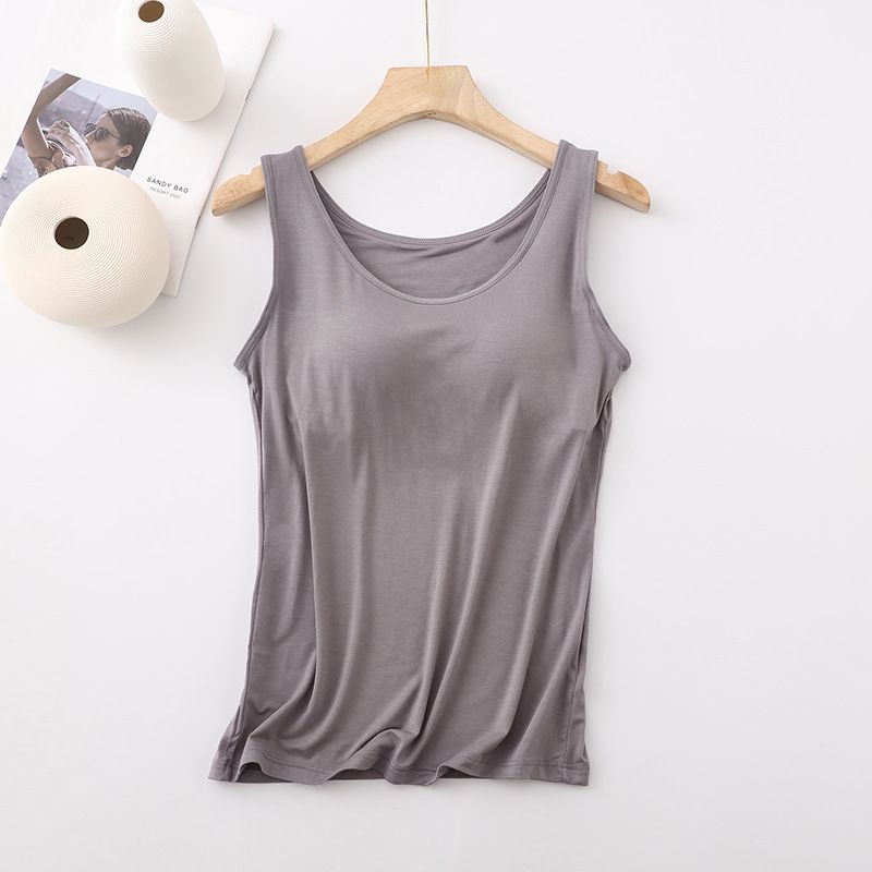 women's clothing One-piece vest bra with chest pad for women, can be worn outside without steel ring_voghion.com