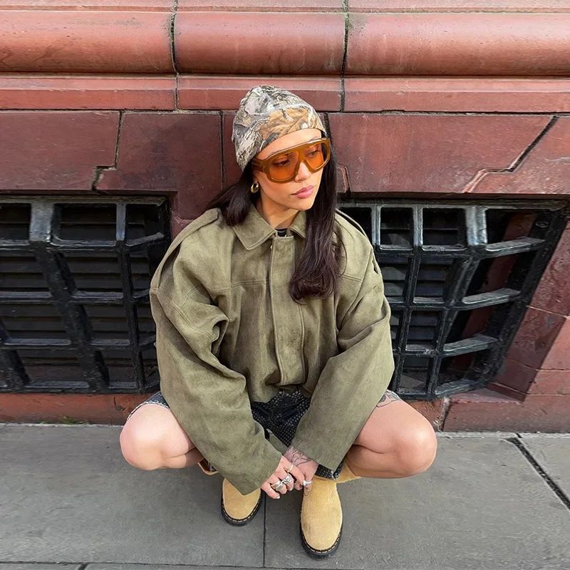 Women's Clothing Fashion Bomber Jacket With Batwing Sleeves - Stylish Zip-Up Casual Top For Spring (Multiple Colors & Sizes)_voghion.com