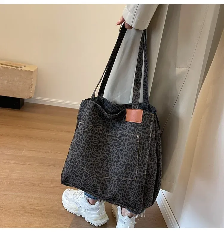 Leopard Design 2023 Shopper di moda coreana Grandi borse per la spesa per donna Borsa a tracolla per ragazza di grande capacità_voghion.com