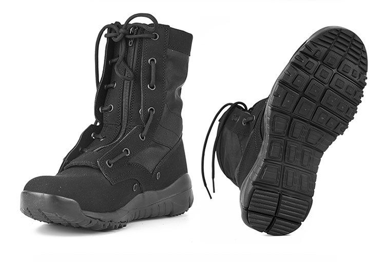 Combat Boots Black Velvet Autumn Combat Boots Canvas Breathable Single Boots High Top Combat Boots_voghion.com