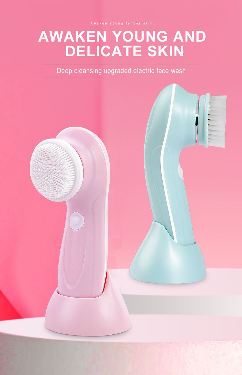 3-in-1 Electric Facial Cleanser Rotating Massage Face Brush Blackhead Pore Cleaner Deep Cleansing_voghion.com