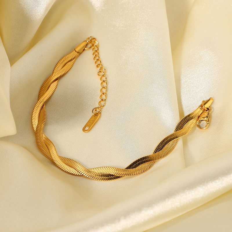 Modieuze en minimalistische vergulde roestvrijstalen armband, damesarmband met dubbele kruisslangketting_voghion.com