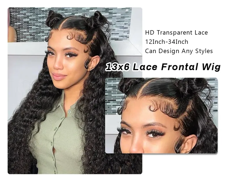 Dybbølget Frontal Paryk Ægte Hår 13x4 Krøllet HD Blonde 13x6 Vandbølget Parykker 180 Densitet_voghion.com