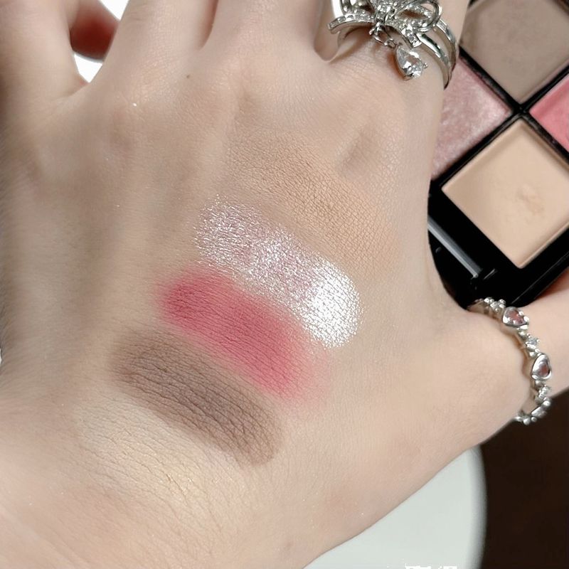 Fard à paupières exclusif de haut niveau 5 couleurs mat fin flash poudre haute brillance blush affichage couleur assiette quotidienne pour filles_voghion.com