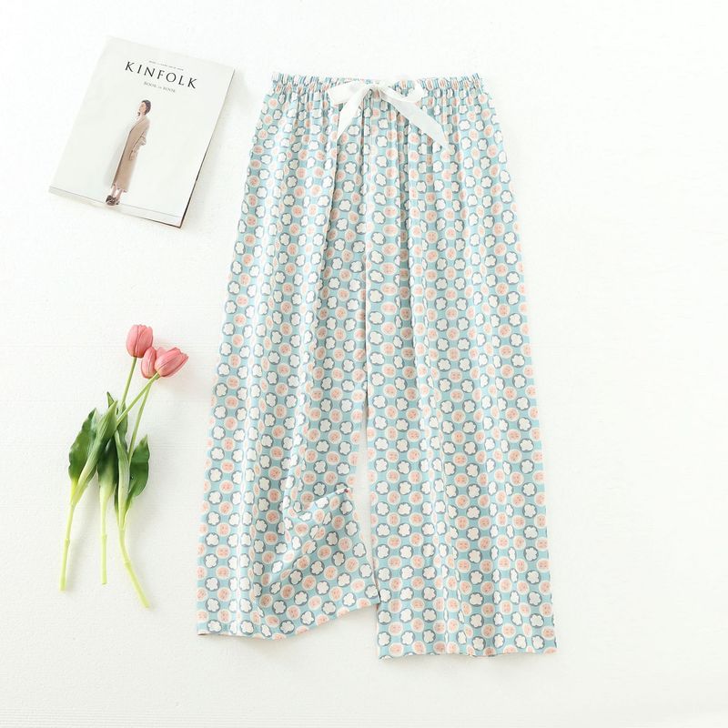 Women's Sleepwears Cotton silk pajama pants beach pants can be worn over a large size home dress nine point pants_voghion.com