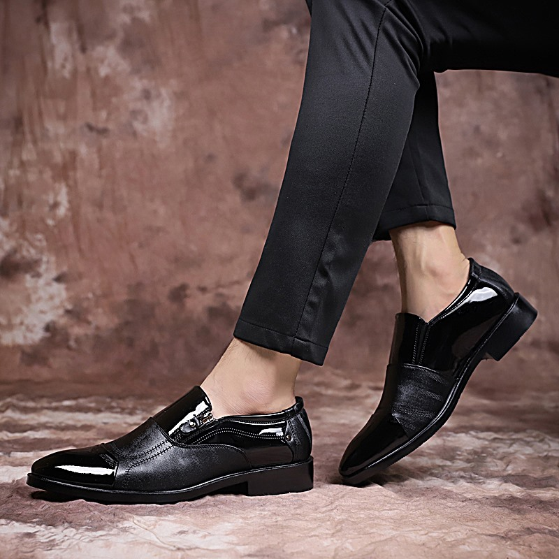 New High Quality Leather Men's Business Casual Leather Shoes, Formal Shoes, Pointed Low Top Shoes, Western Denim Versatile_voghion.com