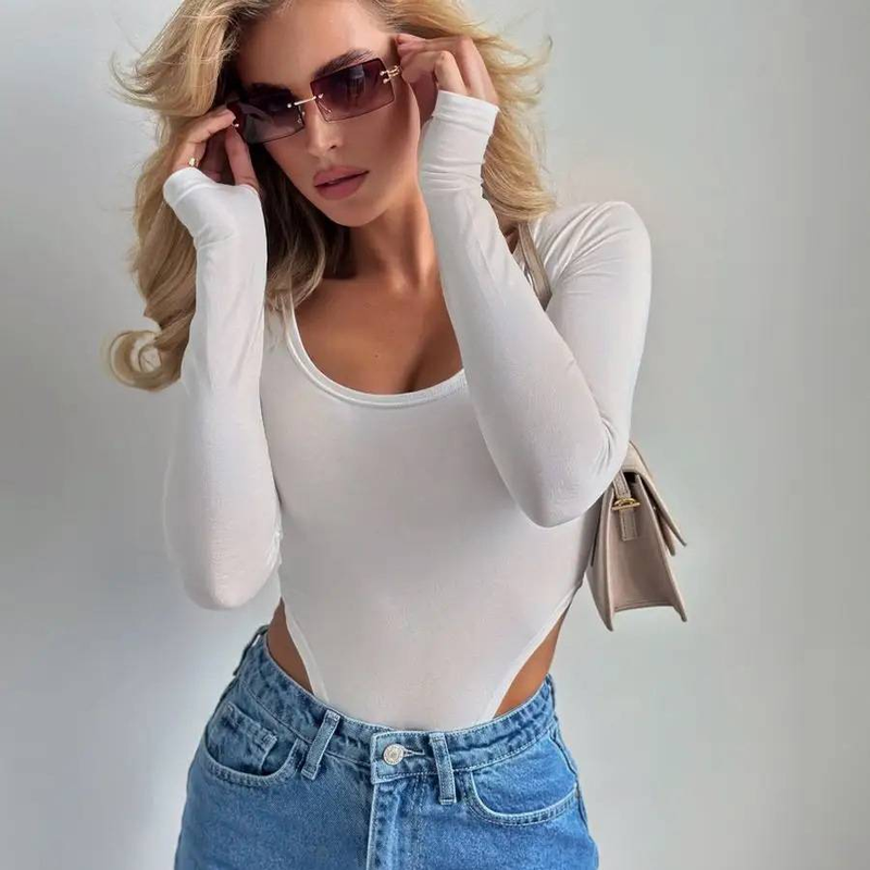 Women's clothing All-match low-cut long-sleeved tights_voghion.com