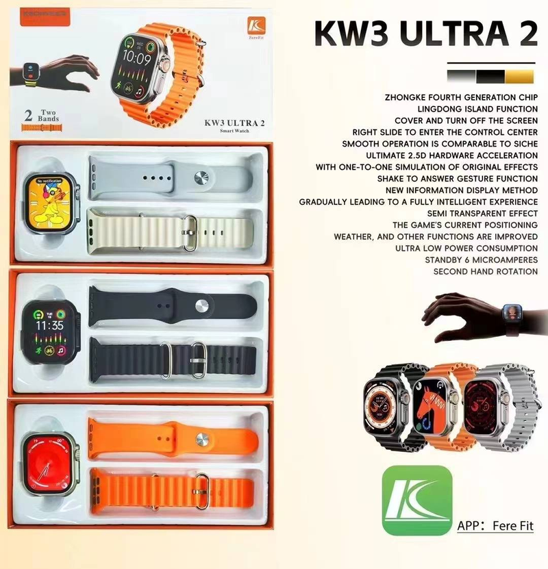 ULTRA2 smartwatch, capable of answering/making phone calls, comes with 2 watch straps included_voghion.com