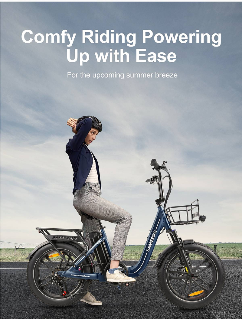 Vélo électrique SAMEBIKE C05 Pro 20" Fat Tire Step-Through E-Bike pour femmes Moteur 500W Batterie 36V 13Ah_voghion.com