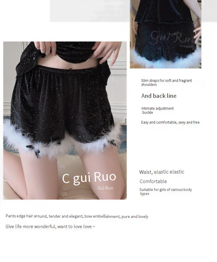 Damen Sexy Dessous Low Cut Pamas Passion Temptation Veet Plus Brustpolster Große Größe Strapsoberteil Shorts Anzug_voghion.com