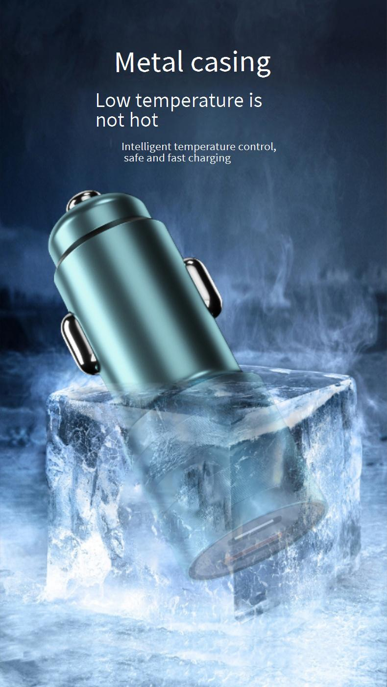 Car Chargers 100W Car Charger Super Fast Charging Head PD30W Car Charger USB Typec Dual Port One To Two Conversion Plug_voghion.com