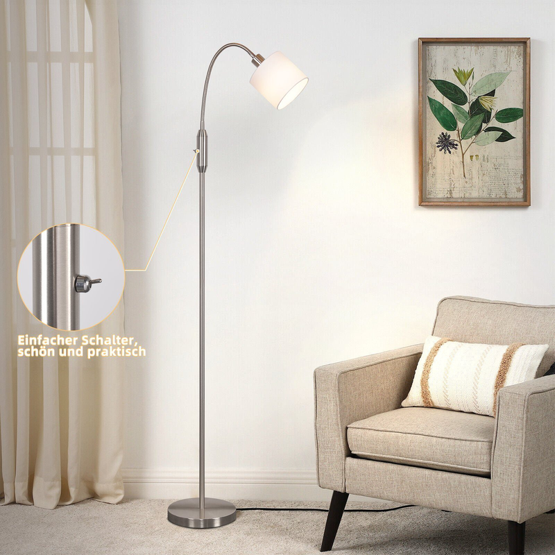 Glitzerlife Stehlampe Wohnzimmer Bogenlampe Schwarz - Leselampe Vintage E14 Industrial Retro 360° Drehbarer Gold Lampenschirm Stehleuchte Standlampe 1 Flammig_voghion.com