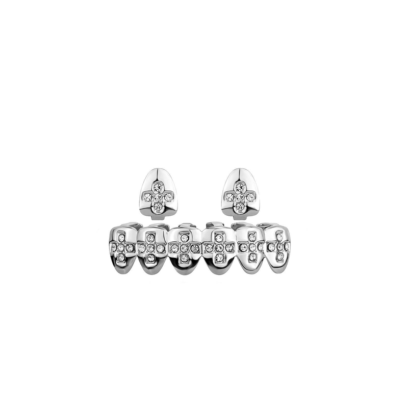 Set di gioielli per denti Hip Hop Grillz per uomini e donne - Grillz geometrici placcati in oro e argento per rapper, vita notturna e accessori di moda_voghion.com