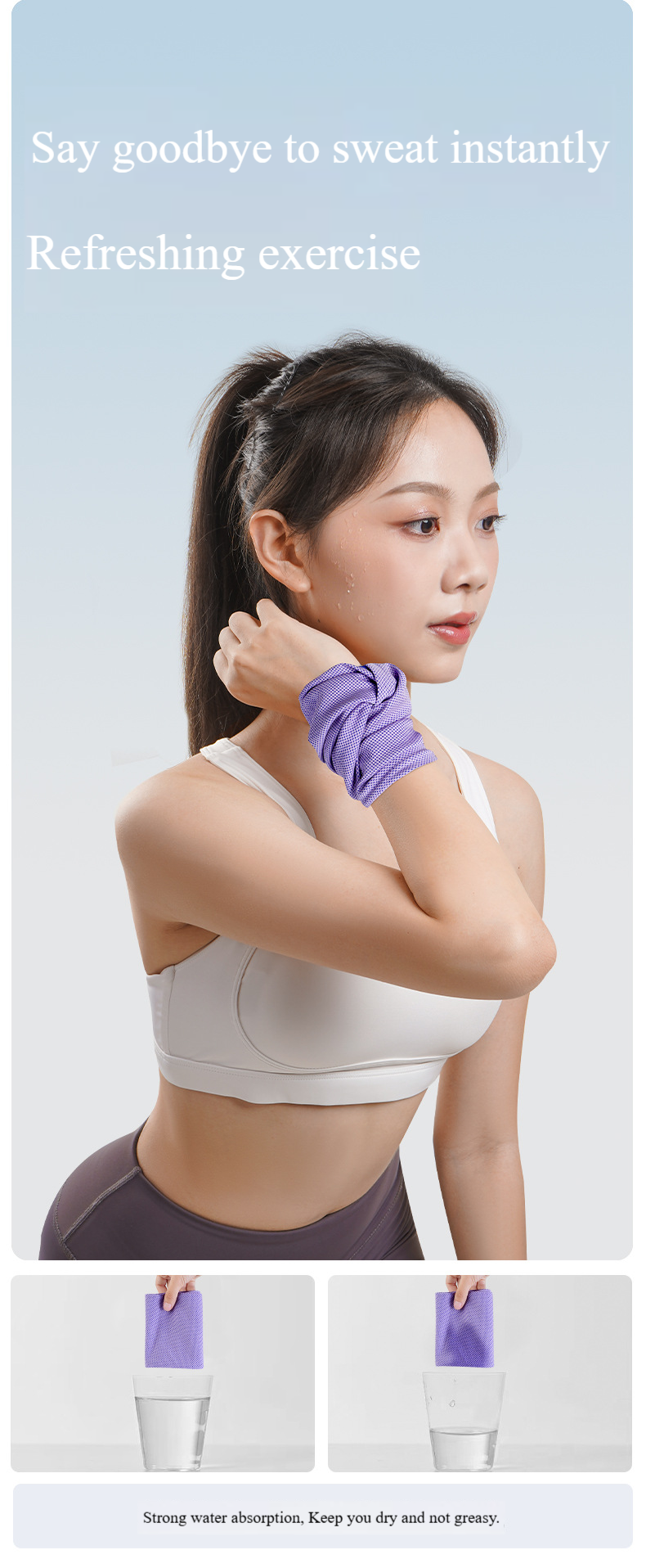 Asciugamano sportivo rinfrescante - Polsino antisudore ad asciugatura rapida per corsa, palestra e attività all'aperto - Leggero e assorbente - Design unisex_voghion.com