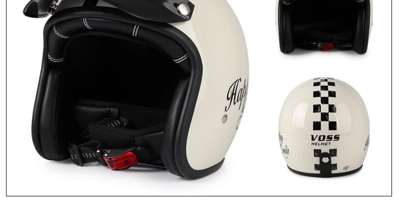 Retro Motorcycle Helmet 3/4 Open Face With Bluetooth & Interchangeable Goggles - ABS Lightweight Safety Helmet For Men & Women_voghion.com