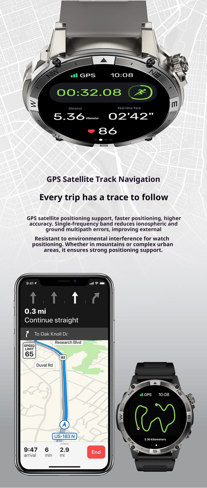 Orologio intelligente HK08 per uomo e donna con chiamate Bluetooth, GPS, monitoraggio della frequenza cardiaca e dell'ossigeno nel sangue, modalità multi-sport, fitness tracker impermeabile_voghion.com