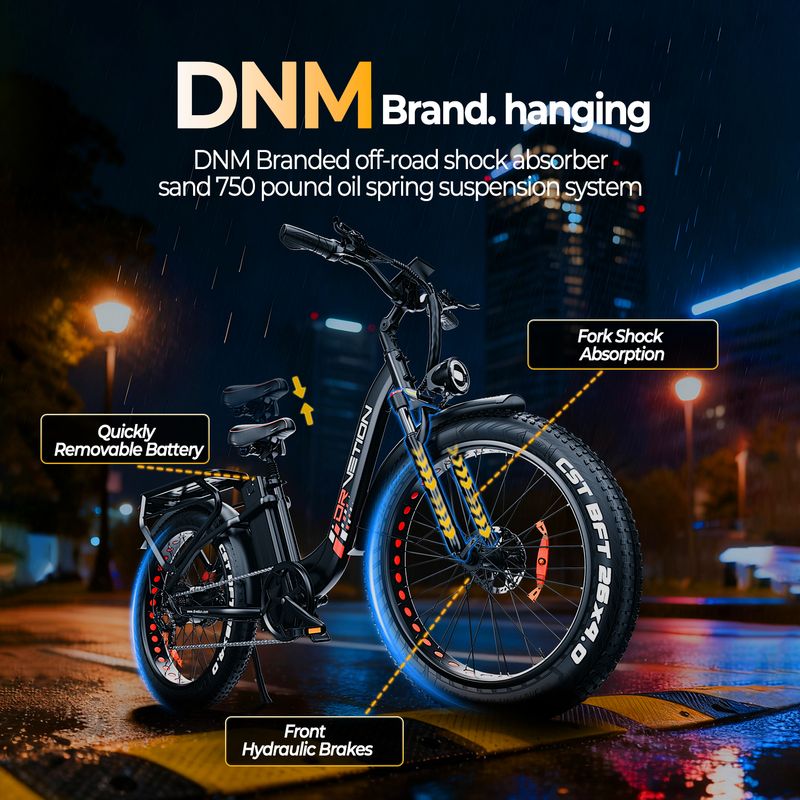 DRVETION CTR26 City Electric Bike, 48V 20Ah Battery, 26"x4.0" CST Tires, Shimano 7-Speed_voghion.com